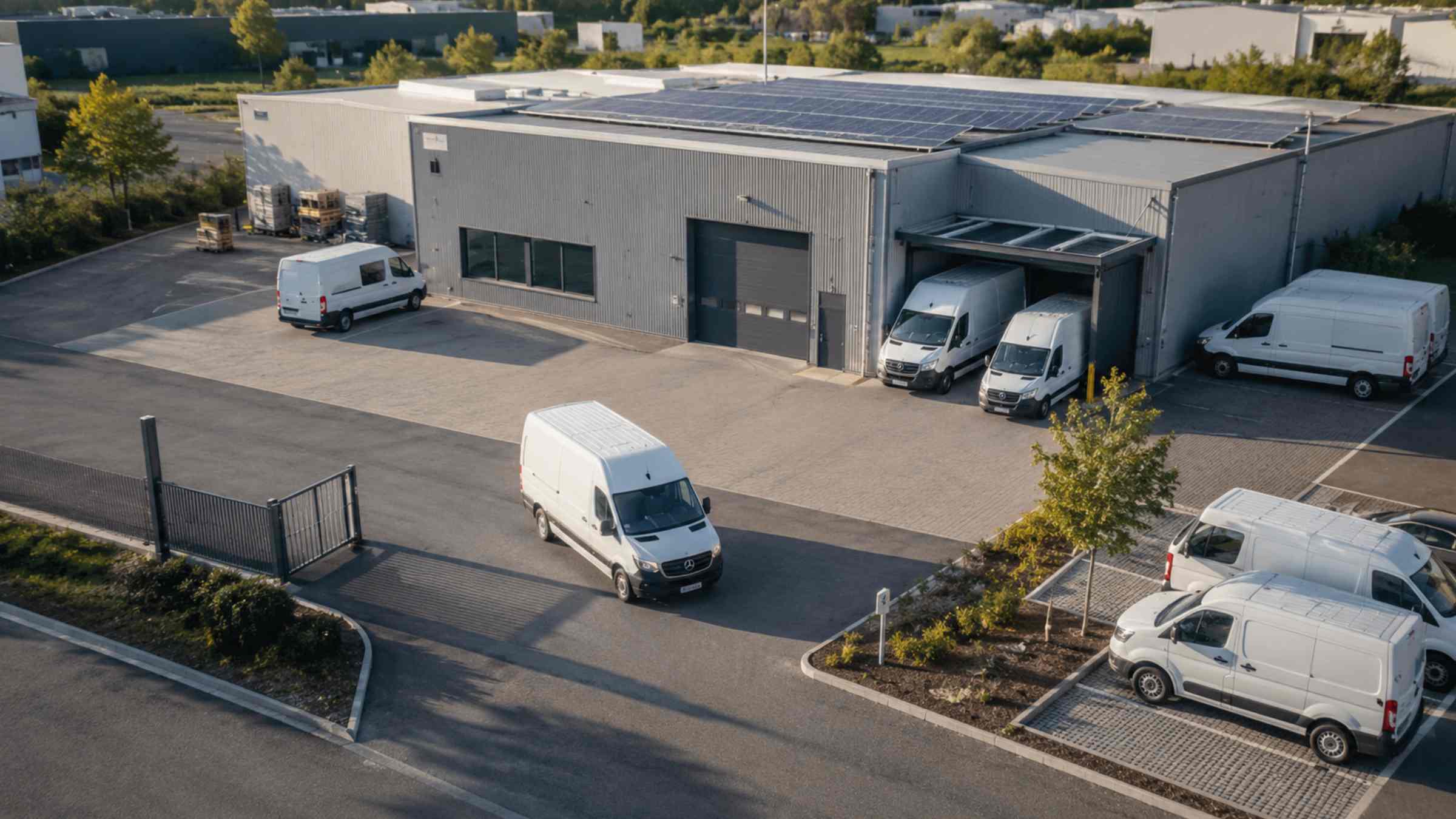 Logistikzentrum mit Verladerampen aus der Luft