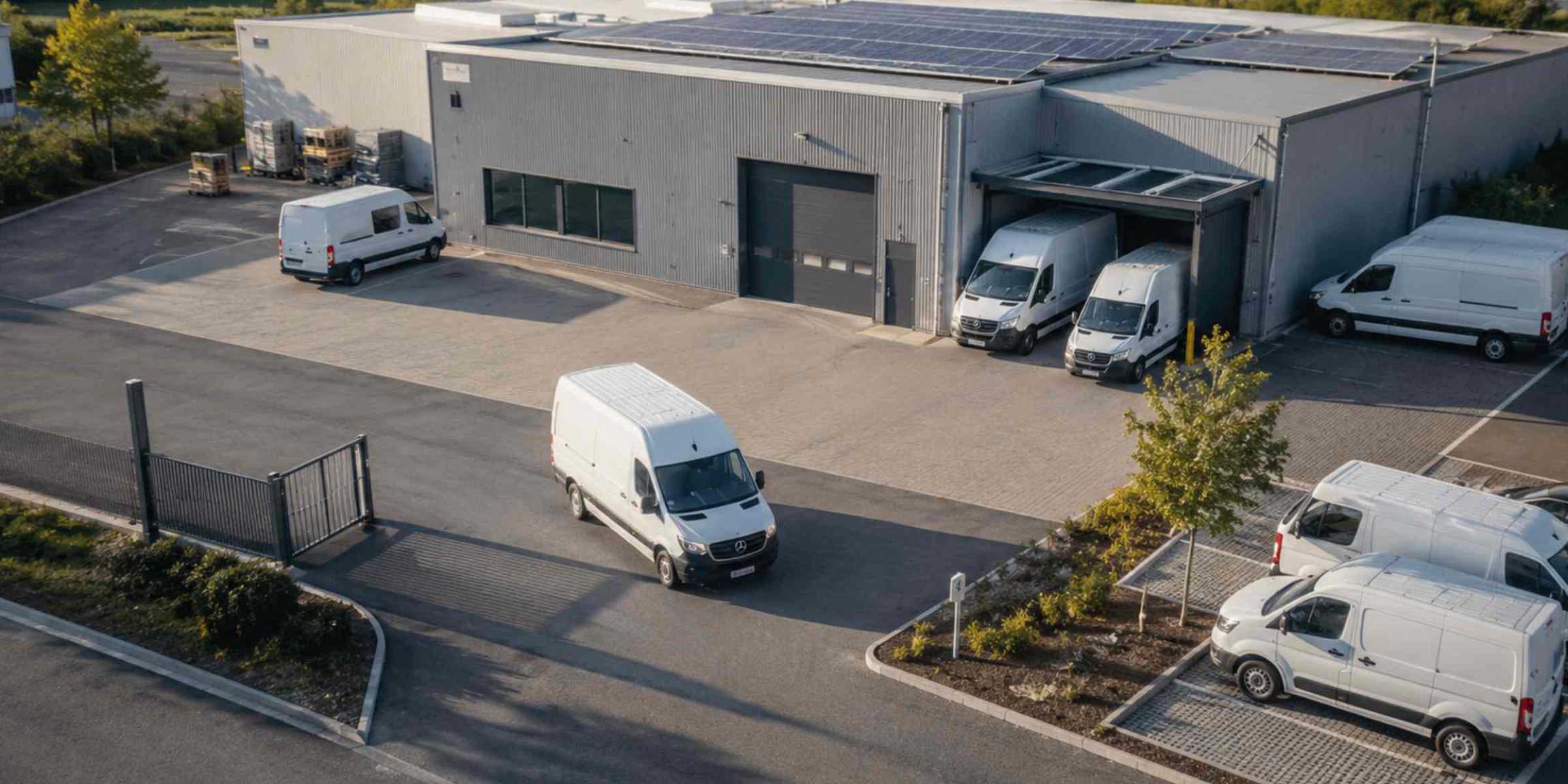 Logistikzentrum mit Verladerampen aus der Luft